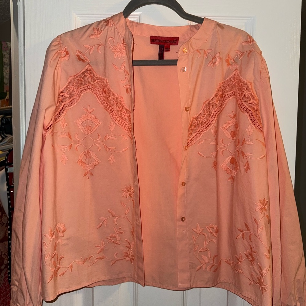 Coral Embroidered Blouse
